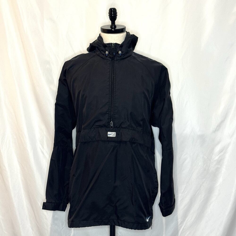 Vtg Nike Alpha Project Windbreaker Jacket Mens M Black Packable Anorak Half Zip
